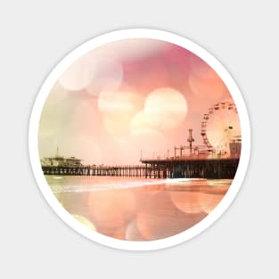 Sparkling pink Santa Monica Pier Magnet